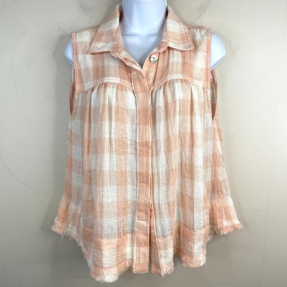 Free People Tops - Free People Country Gingham Check Western Top Size S Sleeveless Cowgirl Farm